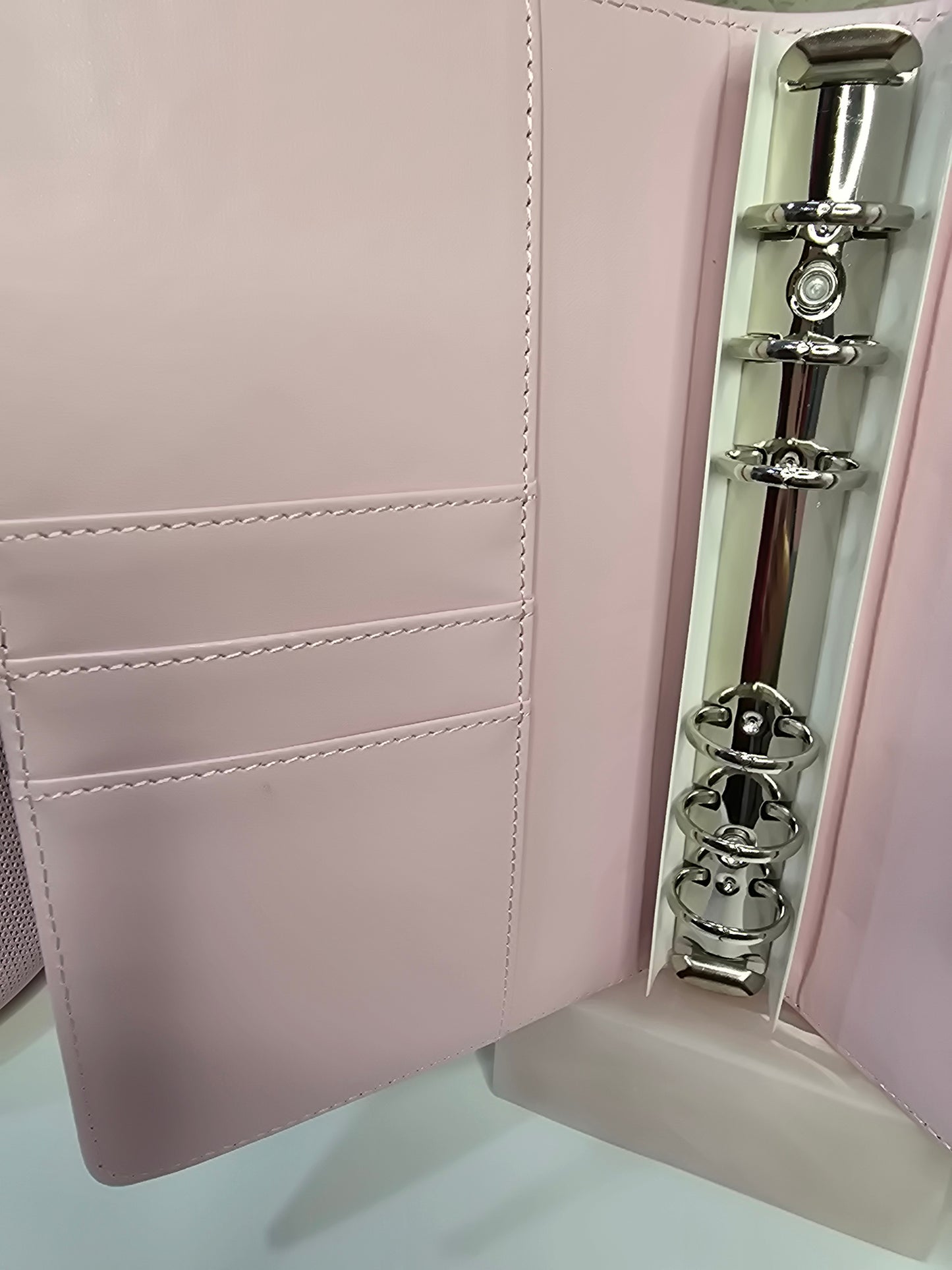 Pink Bow Planner 6 Ring A6 Leather Binder Shell for Budgeting Journaling Planning with Magnetic Buckle Closure